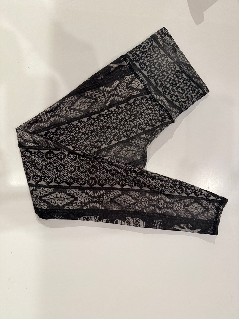 teeki Black and Gray tribal Patterned Leggings